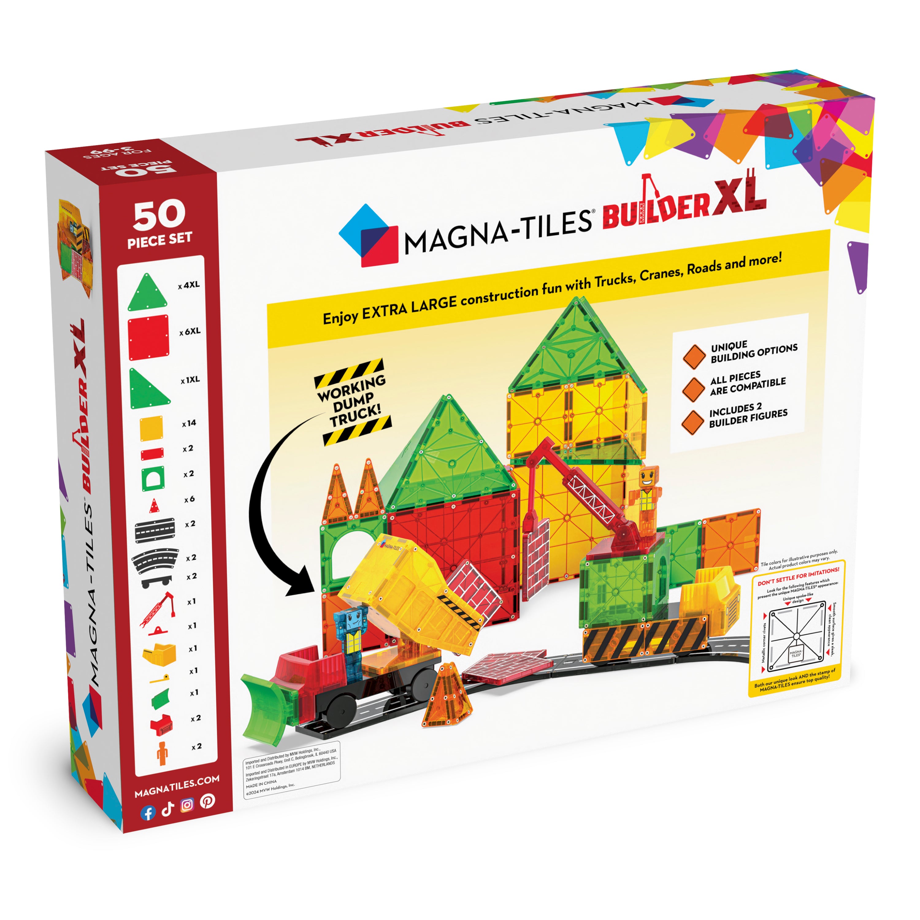 Μαγνητικό Παιχνίδι 50 κομματιών Builder XL Magna-Tiles