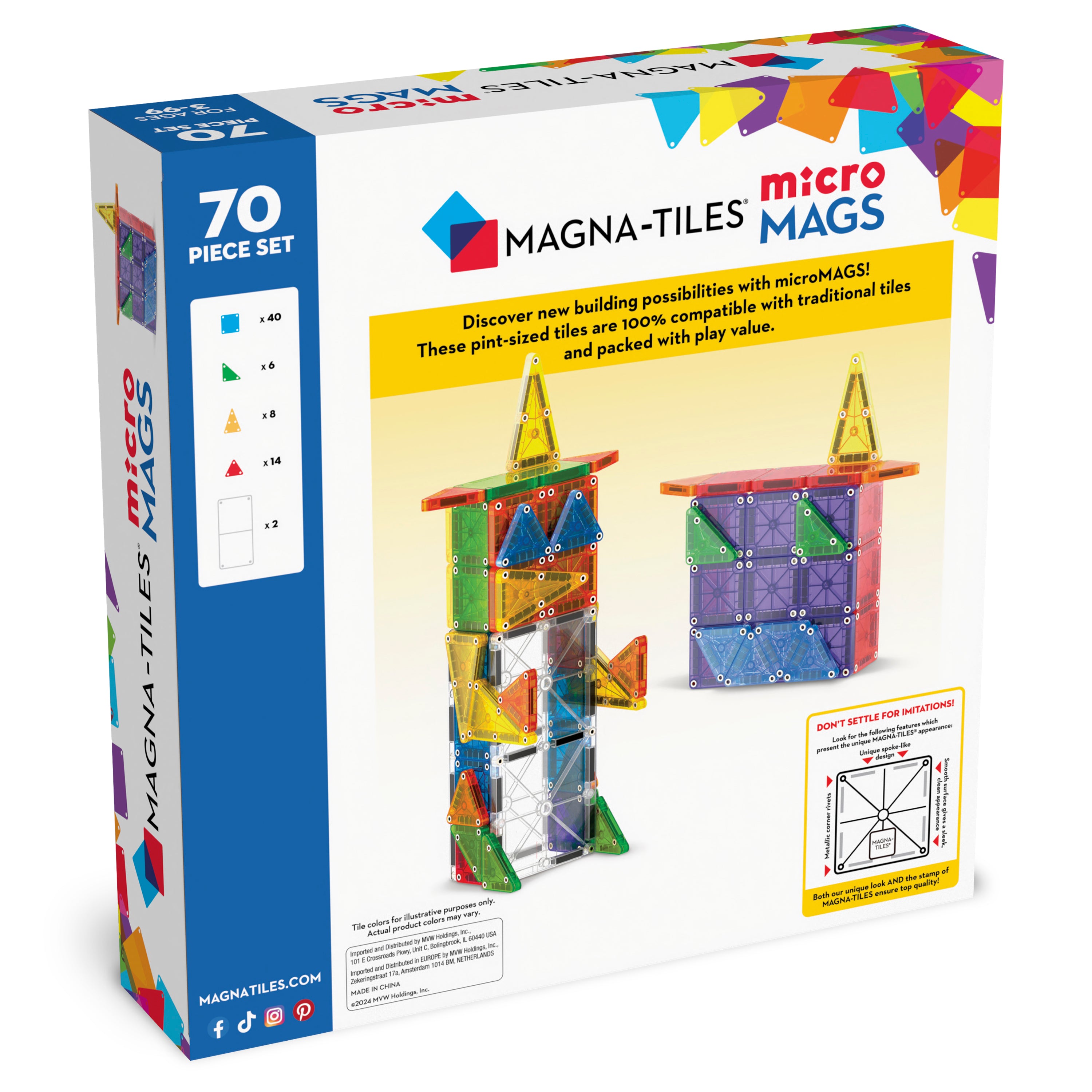 Μαγνητικό Παιχνίδι 70 κομματιών microMAGS Deluxe set Magna-Tiles