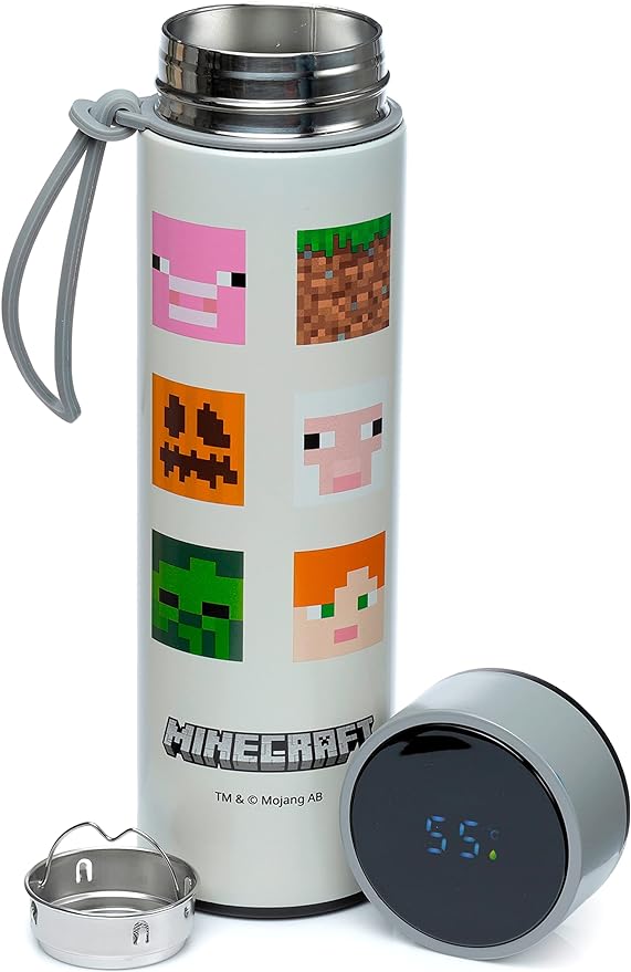 Θερμός με ψηφιακό θερμόμετρο 450 ml "Minecraft Faces"