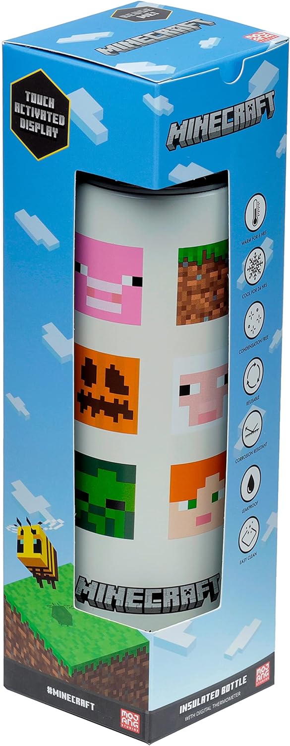 Θερμός με ψηφιακό θερμόμετρο 450 ml "Minecraft Faces"