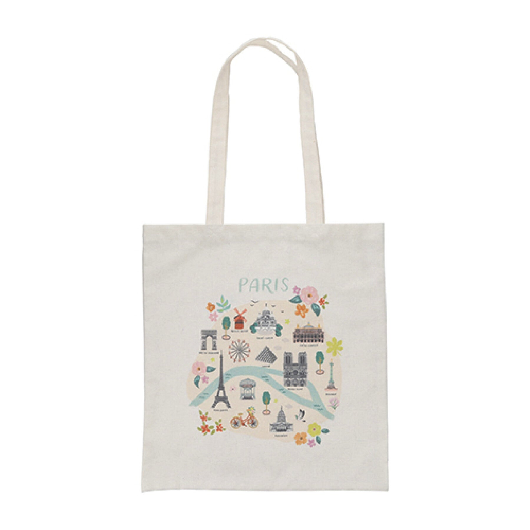 Τσάντα υφασμάτινη tote bag Paris Je T’adore Plans άσπρη